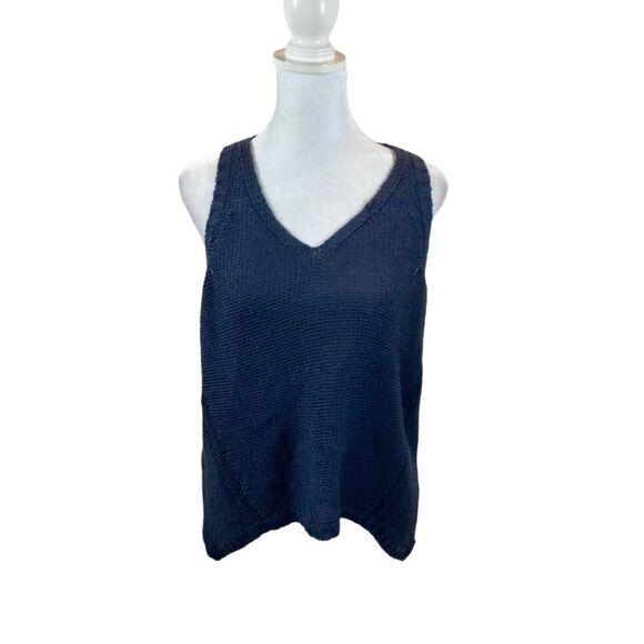 Ladies Quinn Brand Blue Knit Sleeveless V Neck Blouse Size Small - Picture 4 of 10